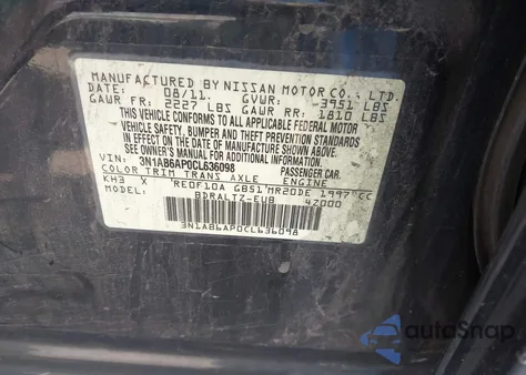 2012 Nissan Sentra 2.0 Sr z USA, uszkodzony, nr VIN 3N1AB6AP0CL636098